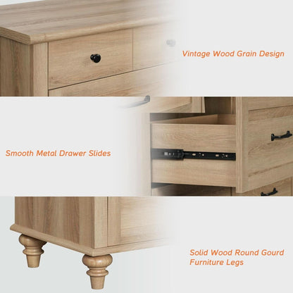 Oak Midcentury Dresser Five Drawers Storage Organizer