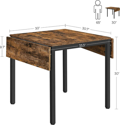Folding Dining Table Drop Leaf Extendable Brown For Small Spaces Seats 2 To 4