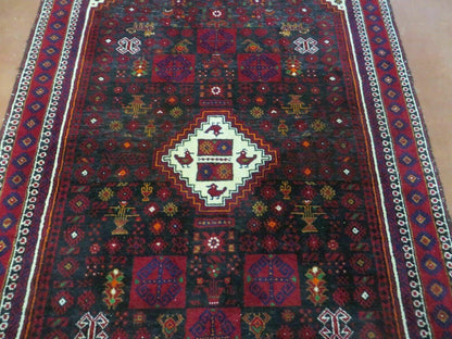 4' X 7' Vintage Handmade Indian Jaipur Rug Bird Carpet