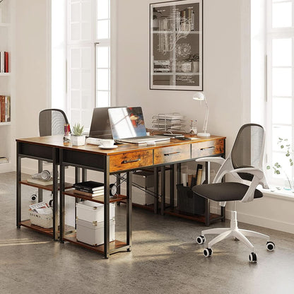 Vintage Writing Desk With Three Fabric Drawers For Office