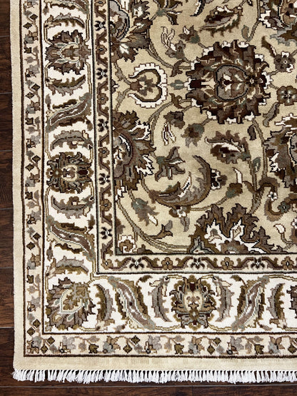 Indo Mahal Rug 6x9, Indian Carpet 6 x 9 ft, Light Green and Ivory, Floral Allover, Wool Oriental Carpet, Traditional Rug, Handmade