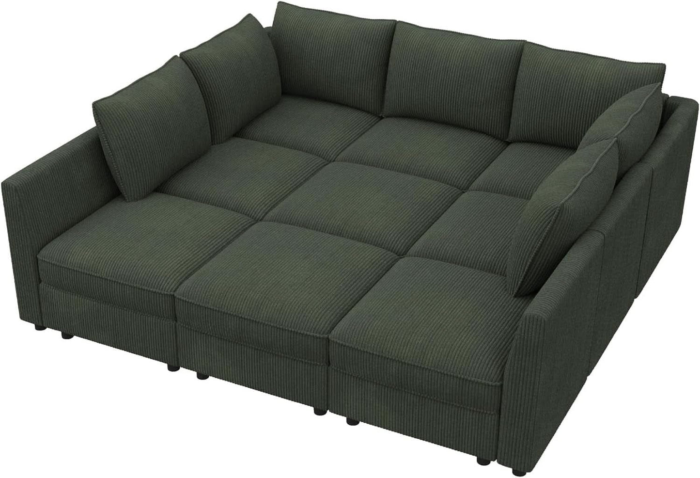 Emerald Green Modular Sleeper Sofa With Hidden Storage Compartment