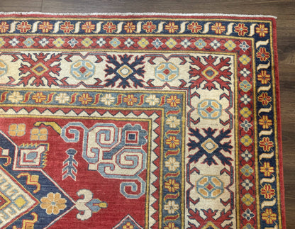 Turkish Kazak Rug 7.6 x 9.5, Geometric Medallions, Caucasian Pattern