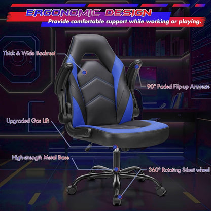 Computer Gaming Desk Chair Ergonomic Adjustable Black Blue