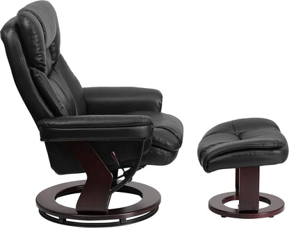 Leathersoft Upholstered Recliner With Ottoman Black