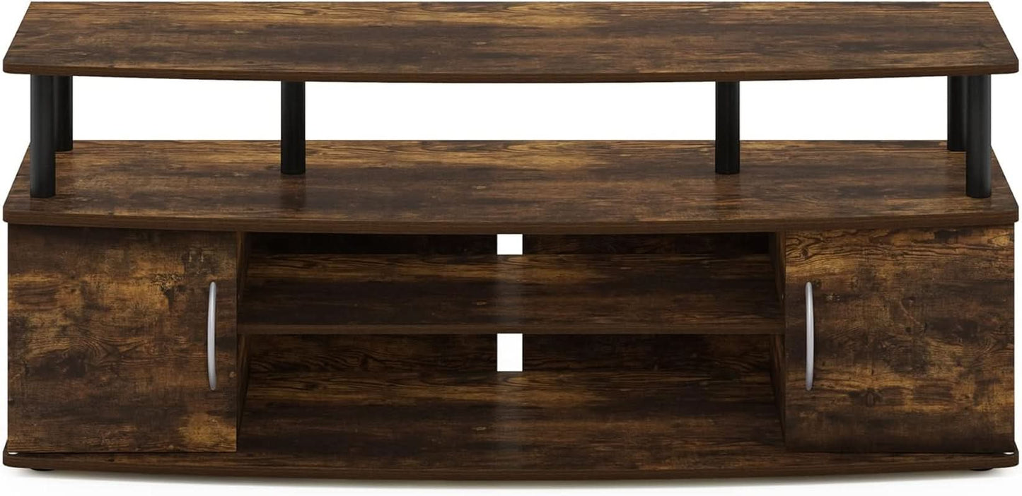 Jaya Amber Pine TV Stand for 55 Inch TV Open Shelves Black