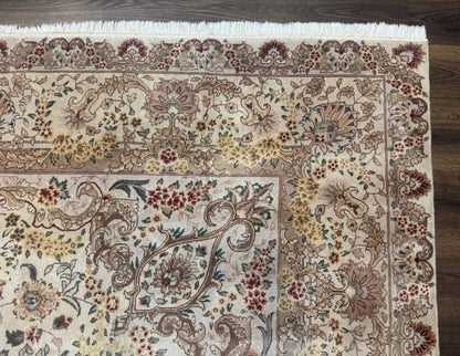 Sino Persian Rug 8x12, Wool & Silk, Traditional Elegant Carpet, Fine 200 KPSI