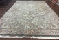 Pak Persian Rug 9x12, Wool with Silk Highlights, European Design, Floral, Green