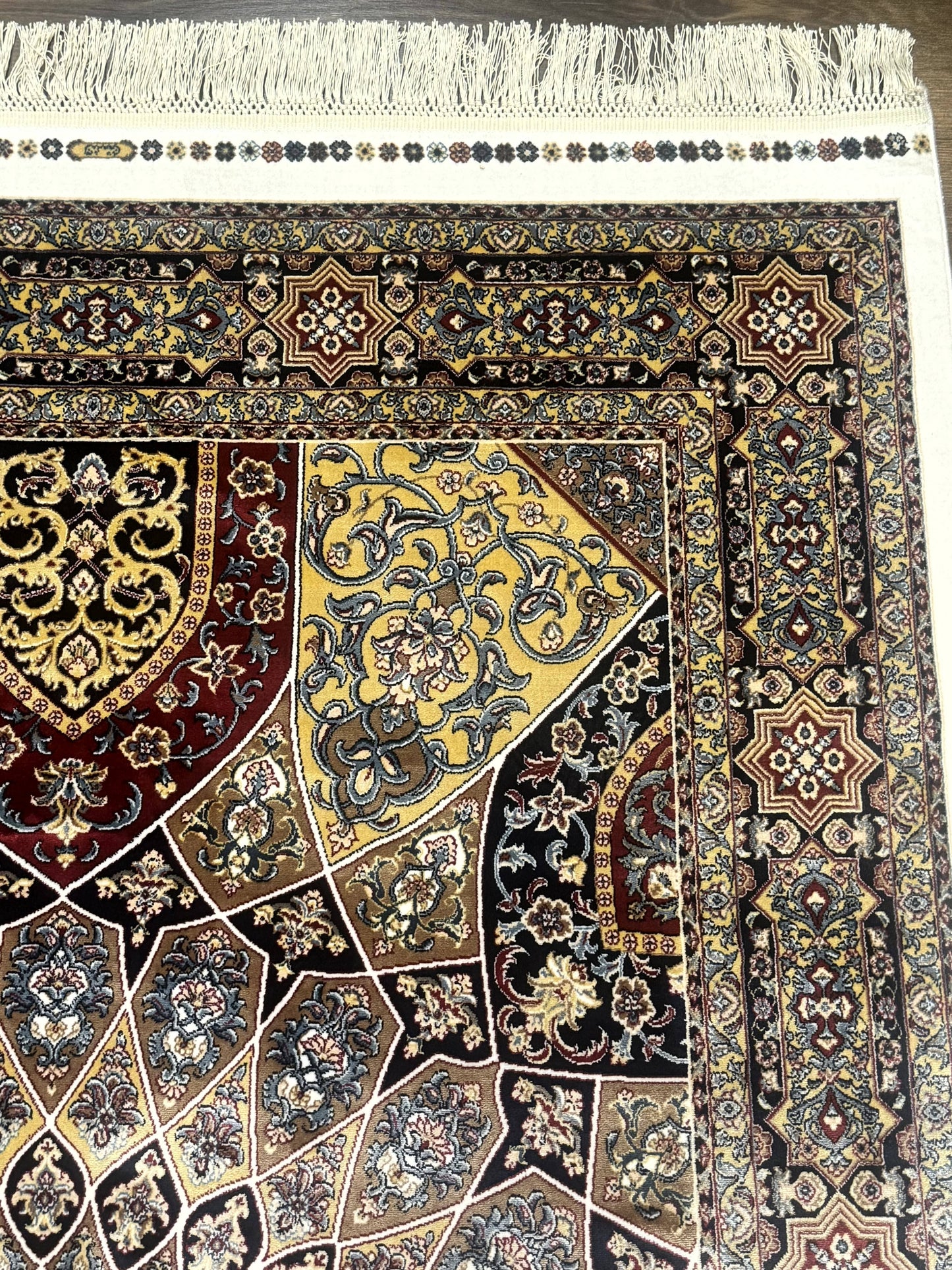 Turkish Silk Rug 4x6, Dome Design, Memluk Carpet, Bamboo Silk, New