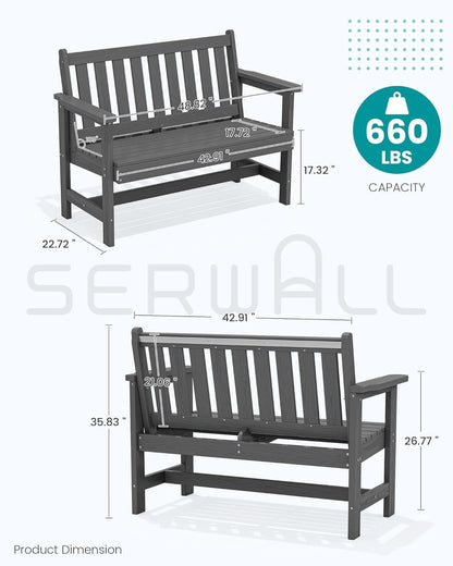 Weatherproof Two-Person Outdoor Bench With High Weight Capacity