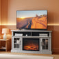 58 Inch Rustic TV Stand With Electric Fireplace And Storage