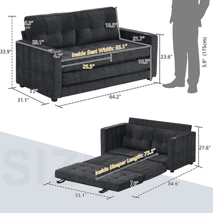 Full Size Futon Sofa Bed Convertible For Living Room