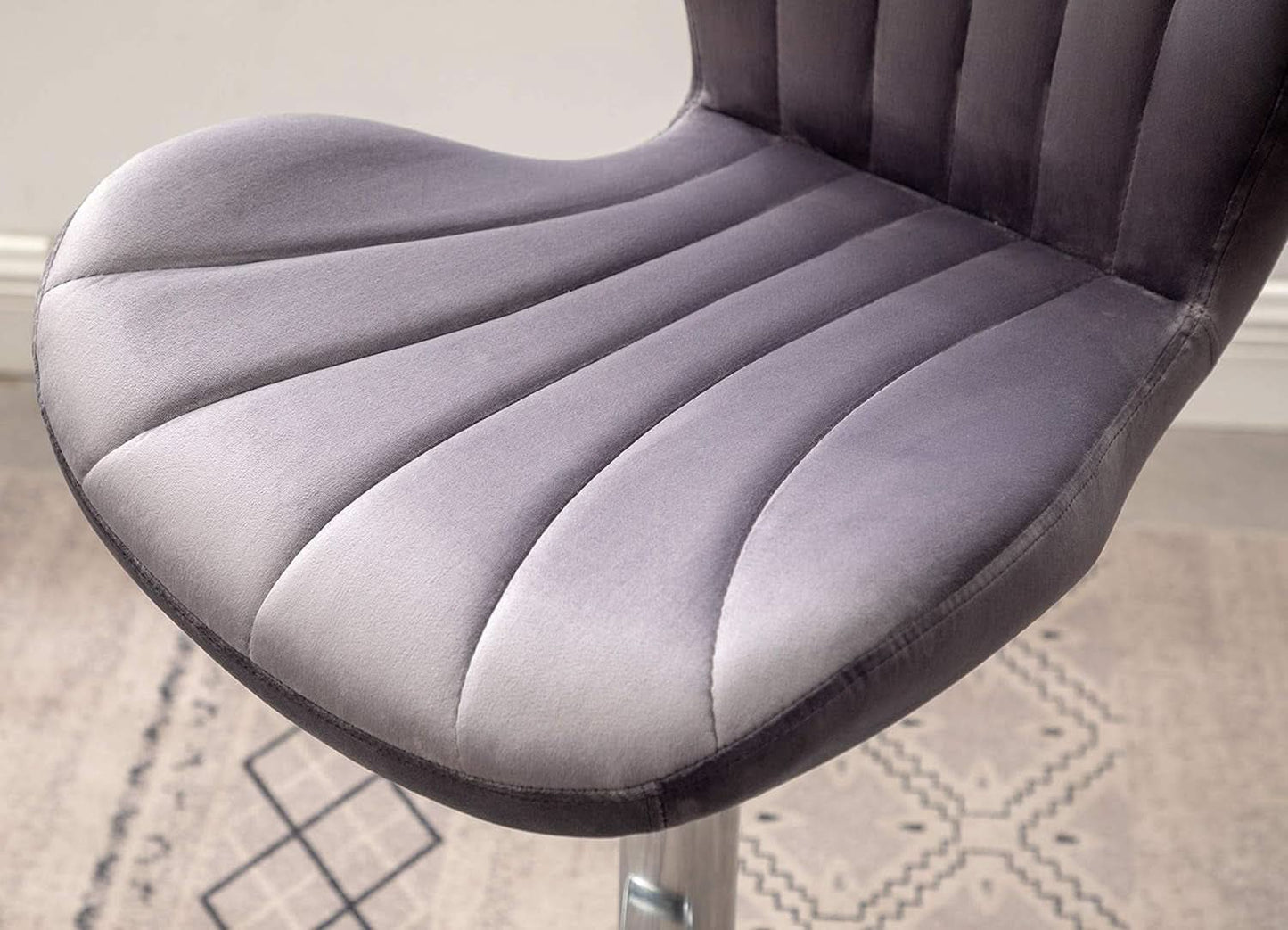 Velvet Adjustable Swivel Barstools Gray Set of Two