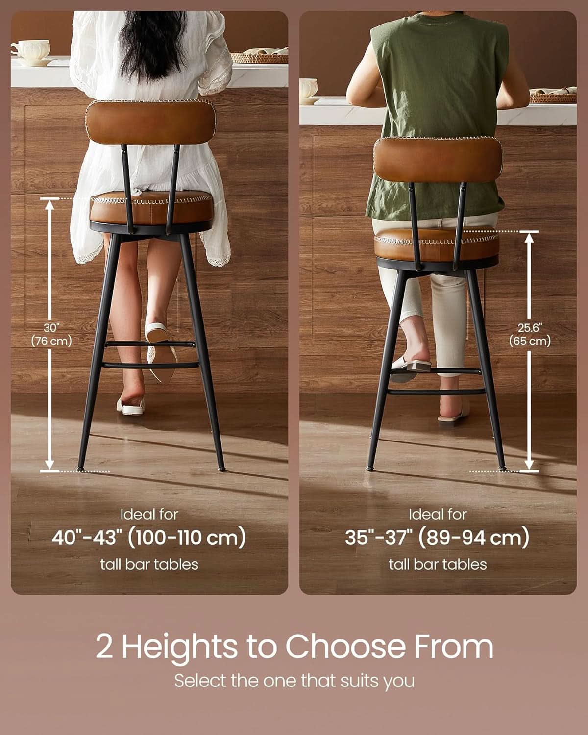 Swivel Bar Stools Set of Two for Kitchen
