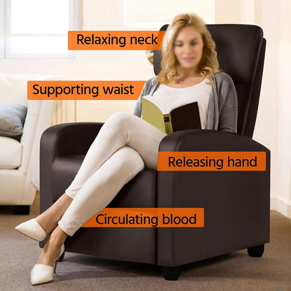 Set Of 2 PU Leather Padded Recliner Chairs For Living Room