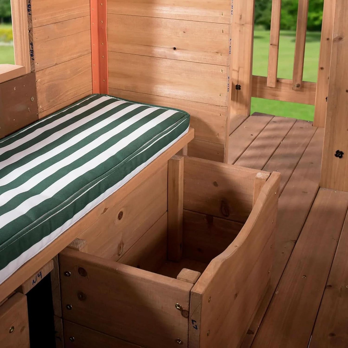 Premium Outdoor Cedar Playhouse With Integrated Kitchen