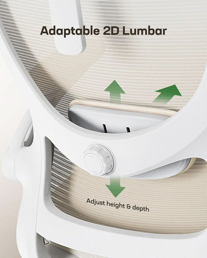 Ergonomic Office Chair White Mesh Back And Adjustable Lumbar