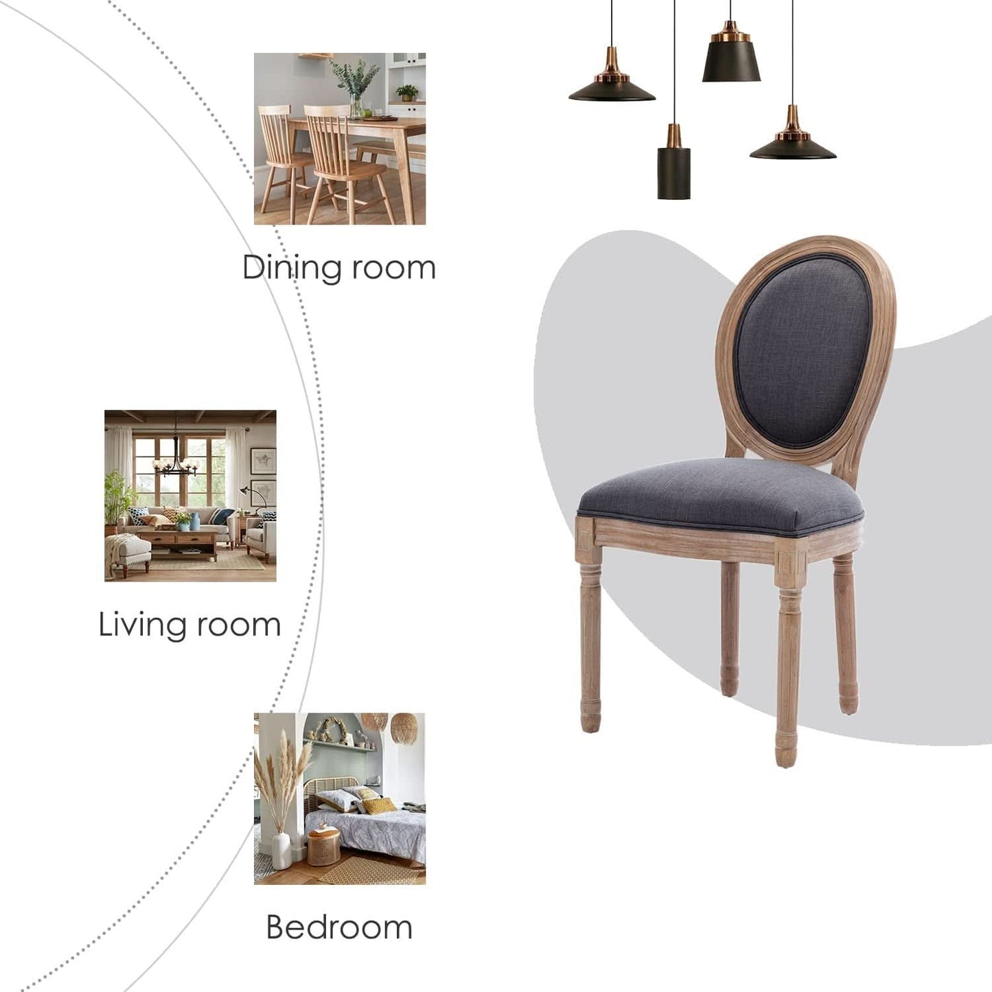 French Country Oak Upholstered Dining Chairs Set Of 6