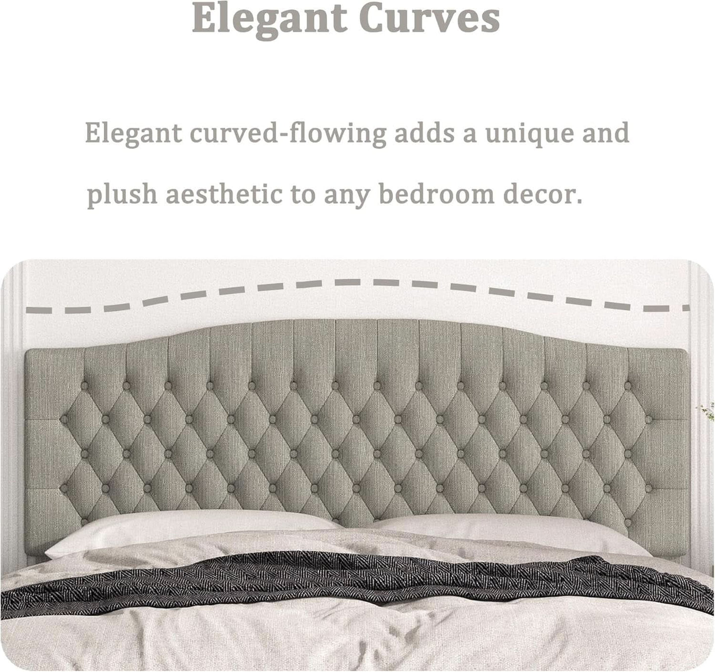 Upholstered King Headboard with Tufted Design and Legs