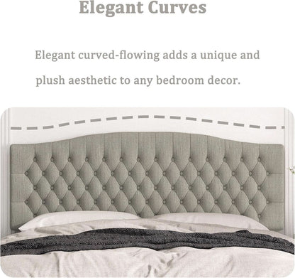 Upholstered King Headboard with Tufted Design and Legs