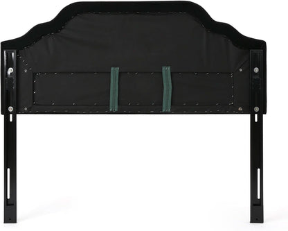 Contemporary Black Velvet Headboard with Button Tufted Design
