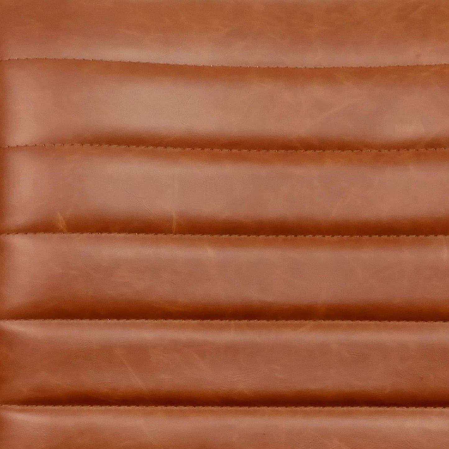 Low-Back Ribbed Upholstered Vinyl Swivel Desk Chair, Brown, Adjustable Height
