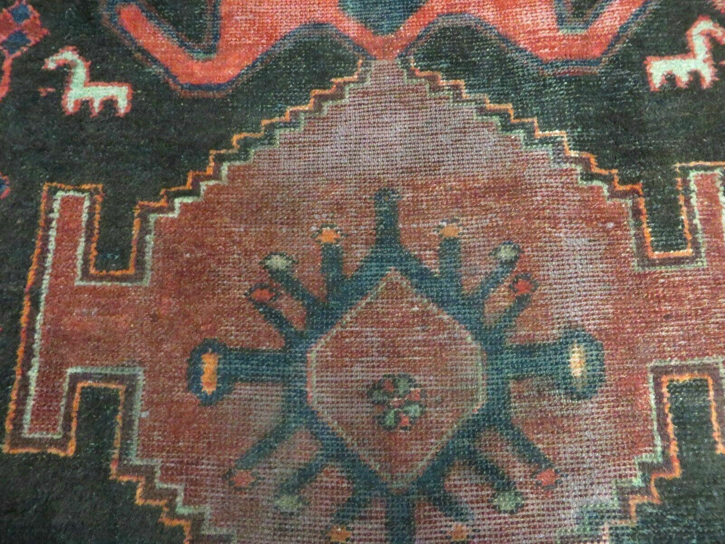 4' X 8' Antique Handmade India Geometric Oriental Tribal Wool Rug Red # 603