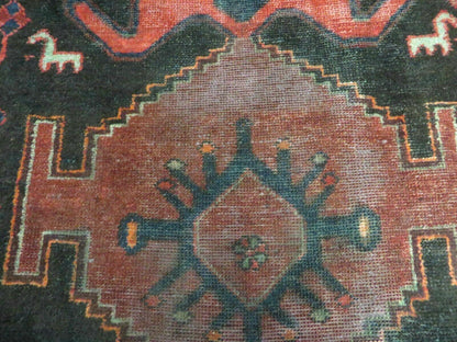 4' X 8' Antique Handmade India Geometric Oriental Tribal Wool Rug Red # 603