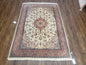 4x6 Handmade Top Quality Pakistani Floral Wool Rug Veg Dyes Carpet Beige Salmon