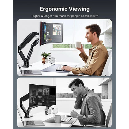 Dual Monitor Stand With USB Port Height Adjustable Arms