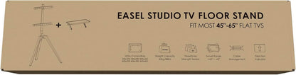 Wood Easel TV Stand For 45 To 65 Inch TVs Walnut Floor