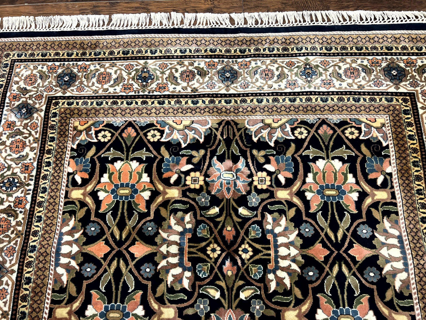 Indo Persian Bidjar Rug 6x10, Vintage Handmade Wool Carpet, Allover Pattern