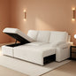 Sleeper Sofa Bed With Storage Chaise In White Boucle