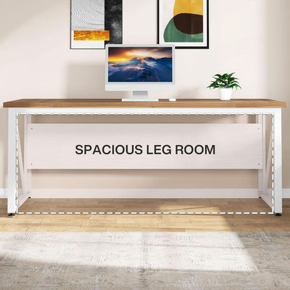 63 Inch L Desk With File Cabinet Walnut White Finish