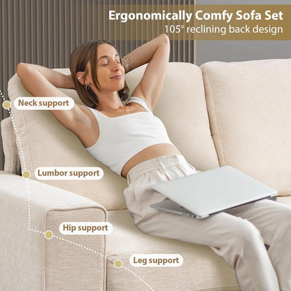 Seventy One Inch Beige Chenille Modular Sofa Collection