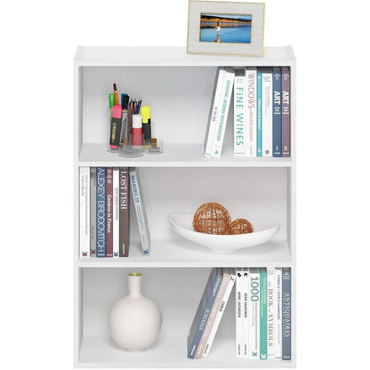 Pasir 3-Tier Open Shelf Bookcase White 31.5 Inch High
