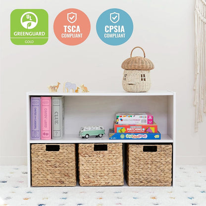 Streamline 2 Shelf Storage Cabinet 24 Inch White Wash Kids Bookshelf