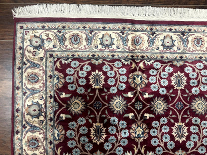 Pak Persian Rug 4x6, Floral Allover, Vintage Wool Carpet, Plum and Ivory