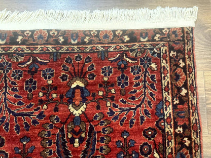 Small Red Persian Sarouk Rug 2.7 x 4.9, Floral, Antique