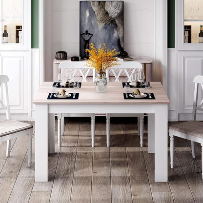 Wooden Dining Table For Four 47 By 28 Inches White Gray