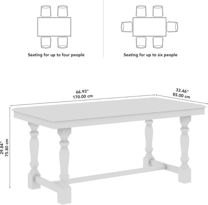 67 Inch Squire Trestle Farmhouse Dining Table Light Brown