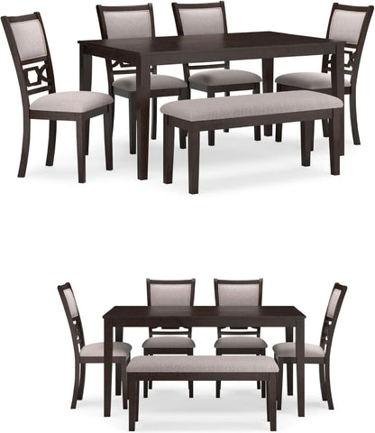 Cherry Brown Transitional Table Set Cushioned Chairs