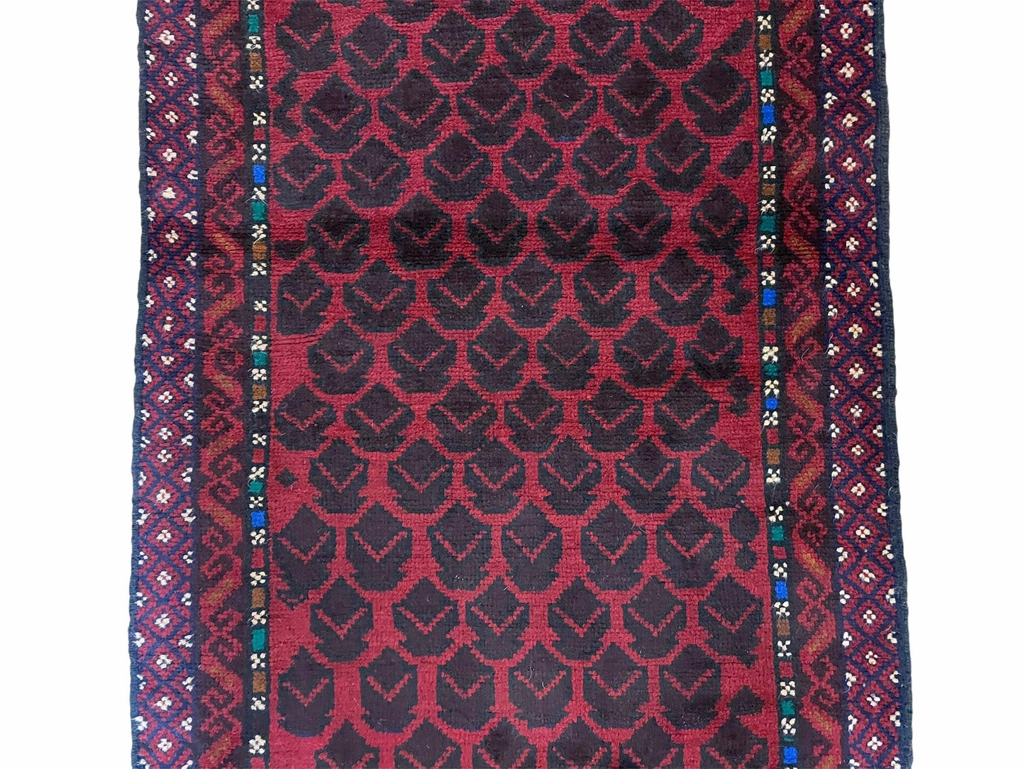 2' 8" X 4' 6" Vintage Handmade Tribal Wool Rug Balouchi Rug Afghan Rug Red Blue