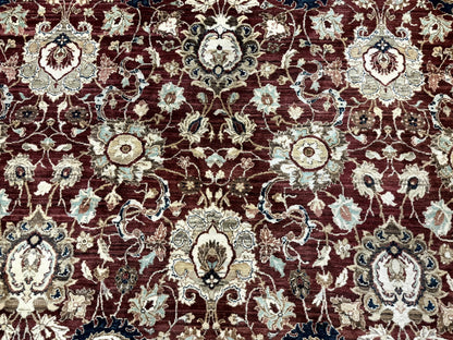 Palace Sized Indian Agra Rug 12x17, Wool Handmade Floral Allover Carpet