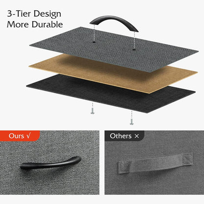Dark Grey Dresser TV Stand With Fabric Drawers For 45 Inch TV