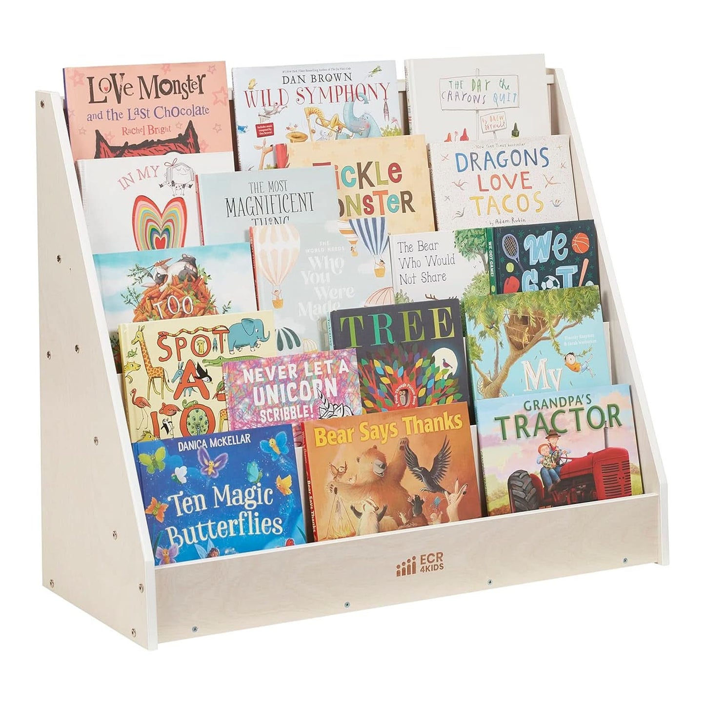 Single Sided Book Display Classroom Bookshelf White Wash