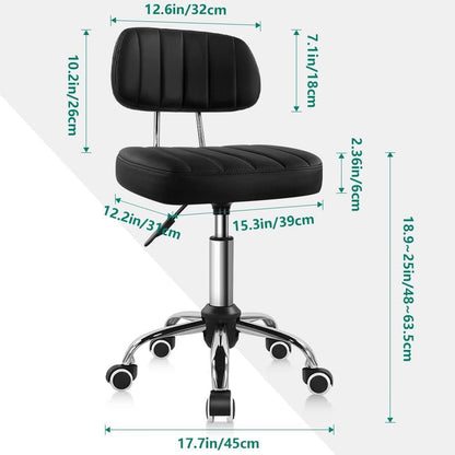 Black Height Adjustable Swivel Stool With Back Support