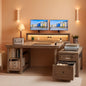Ash Gray 60.4Inch Computer Desk Multifunctional Storage