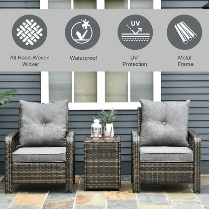 Three Piece Patio Furniture Set with Cushions and Table