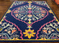 Safavieh Rug 8x10 Belagio Collection, Navy Blue Pink Yellow, Power-Loomed Wool Carpet, Floral Area Rug, Modern Rug, Room Sized 8 x 10 ft Rug